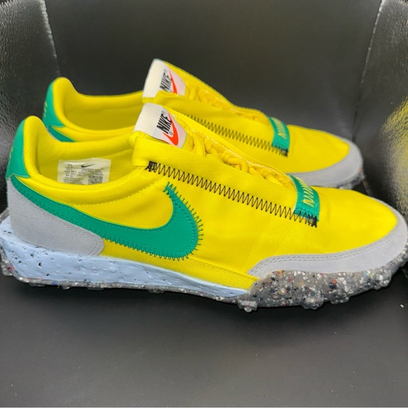 Size 7.5 - Nike Waffle Racer Crater Yellow Strike Roma Green Wmns, Clean, No Box - Picture 5 of 10